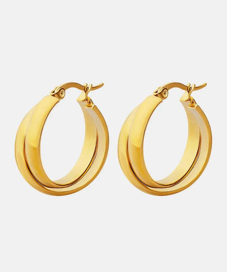 18K Gold-Plated Titanium Steel Huggie Earrings - ELY VESSA LLC