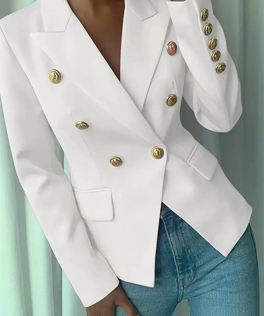 Decor Button Lapel Collar Blazer - ELY VESSA LLC
