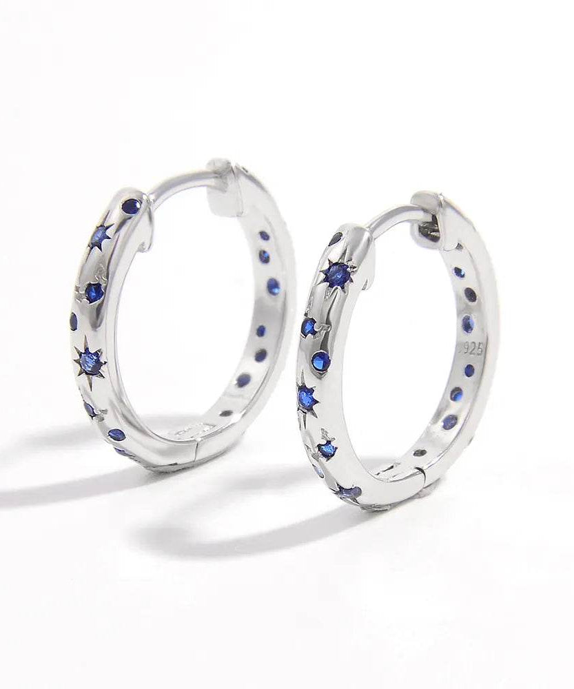 925 Sterling Silver Inlaid Zircon Huggie Earrings - ELY VESSA LLC