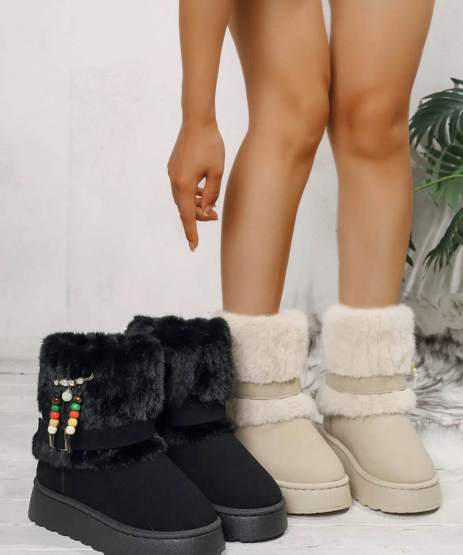 Round Toe Platform Boots - ELY VESSA LLC