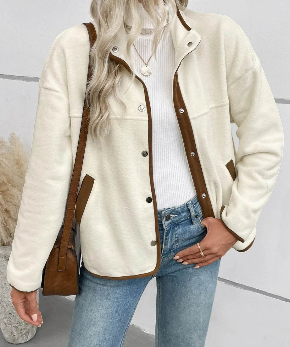 Snap Down Long Sleeve Jacket - ELY VESSA LLC