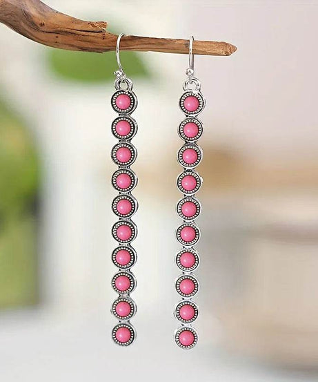 Artificial Turquoise Alloy Bar Earrings - ELY VESSA LLC