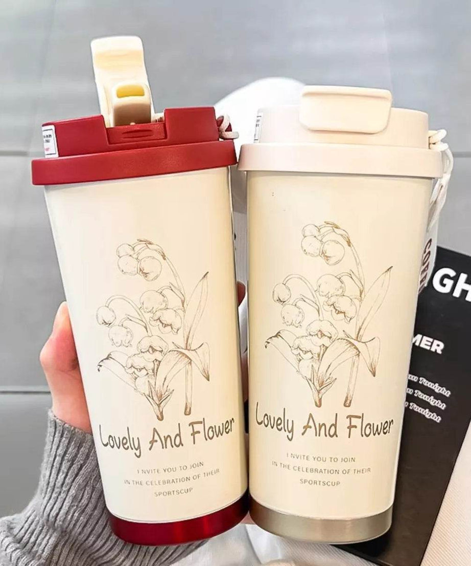 Lovely and Flower Aesthetic Tumbler with Straw - ELY VESSA LLC