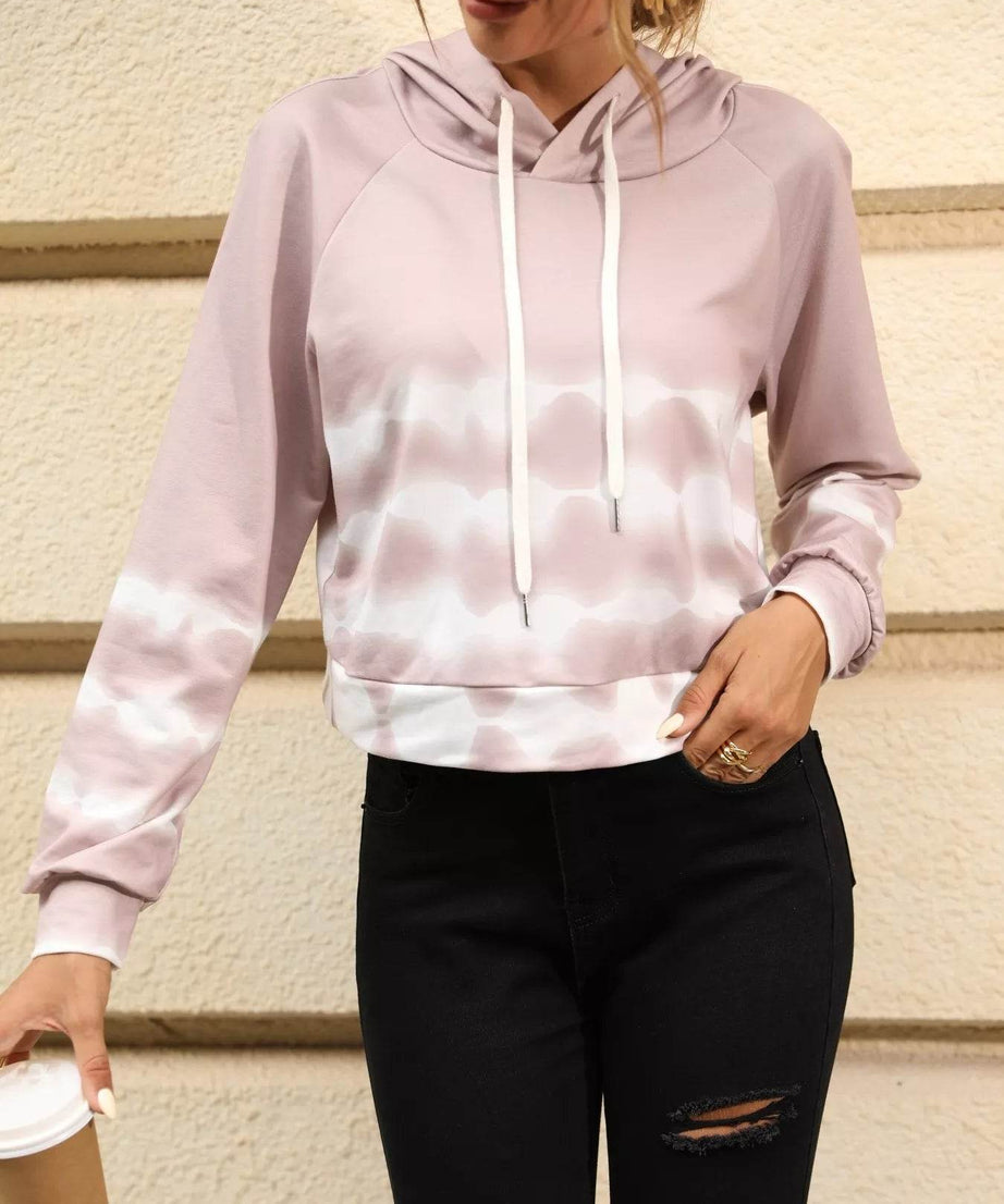 Drawstring Raglan Sleeve Hoodie - ELY VESSA LLC