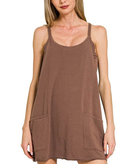 Zenana Cami Mini Dress with Built-in Romper Liner - ELY VESSA LLC