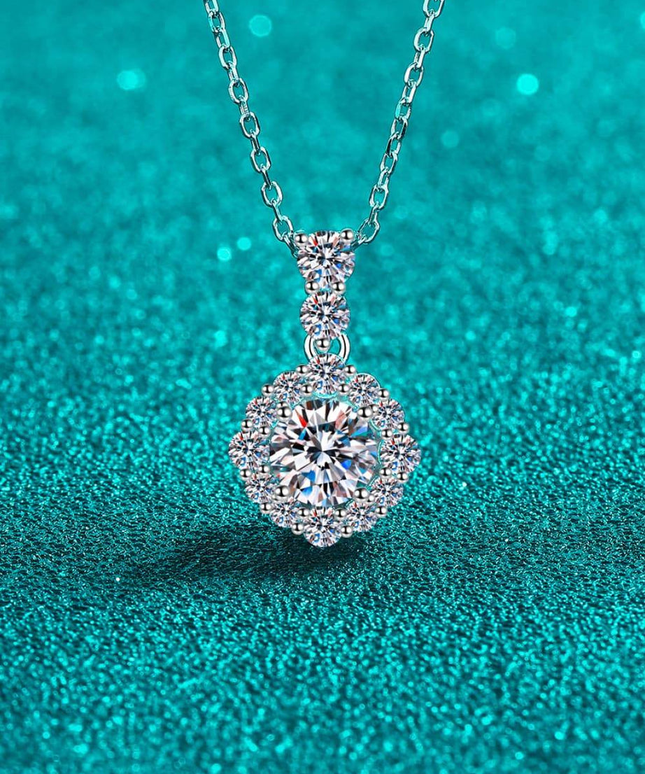 1 Carat Moissanite 925 Sterling Silver Necklace - ELY VESSA LLC