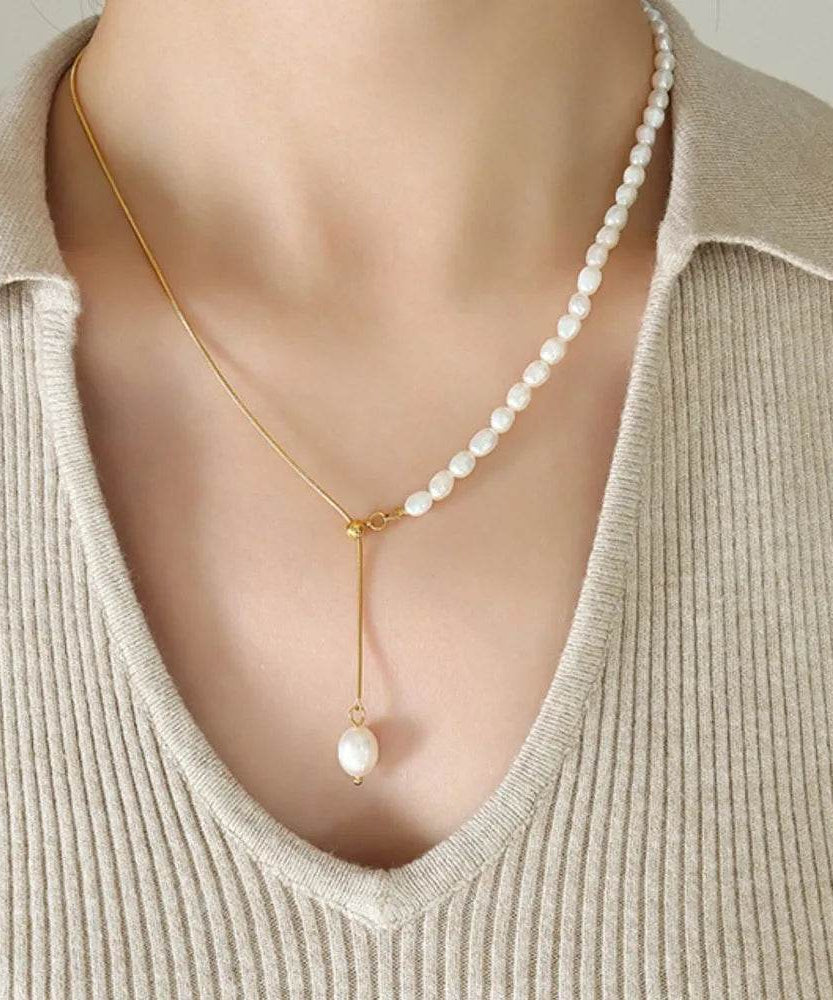 18K Gold-Plated Pearl Necklace - ELY VESSA LLC