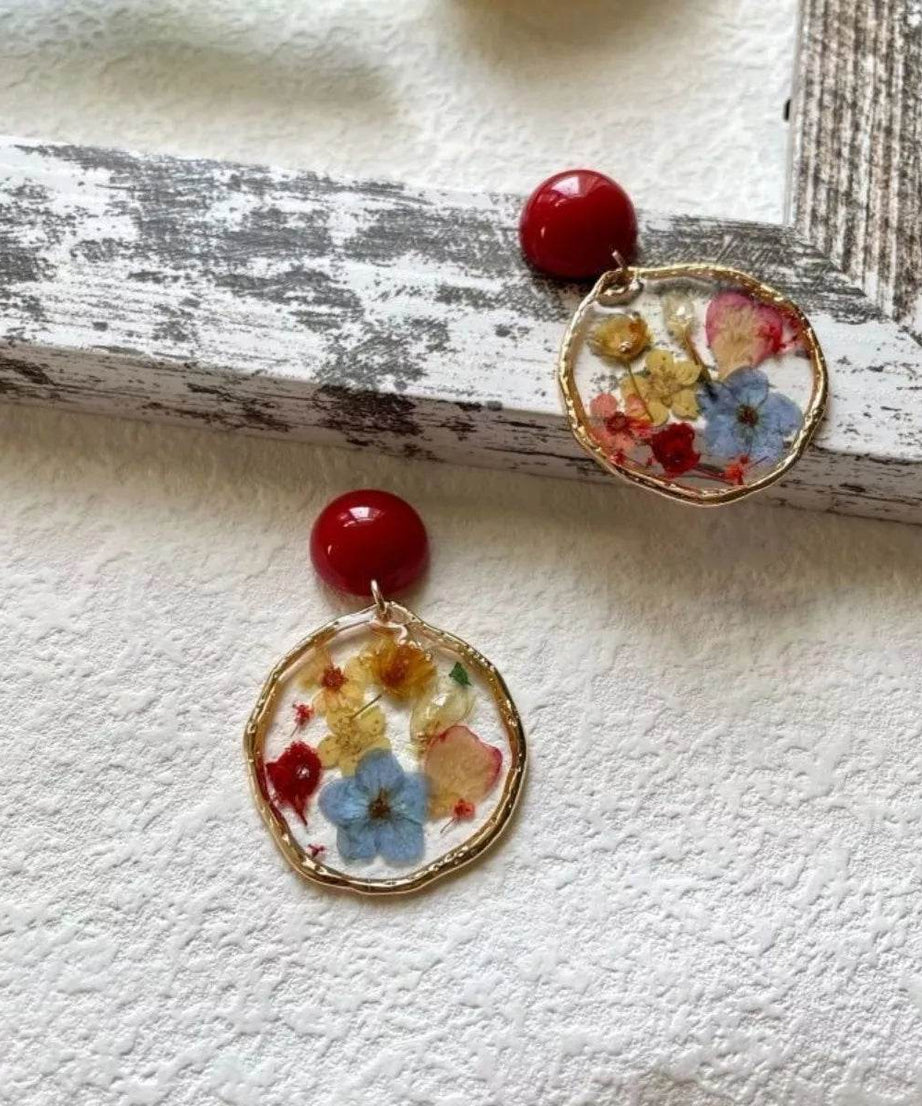 18K Gold-Plated Flower Dangle Earrings - ELY VESSA LLC