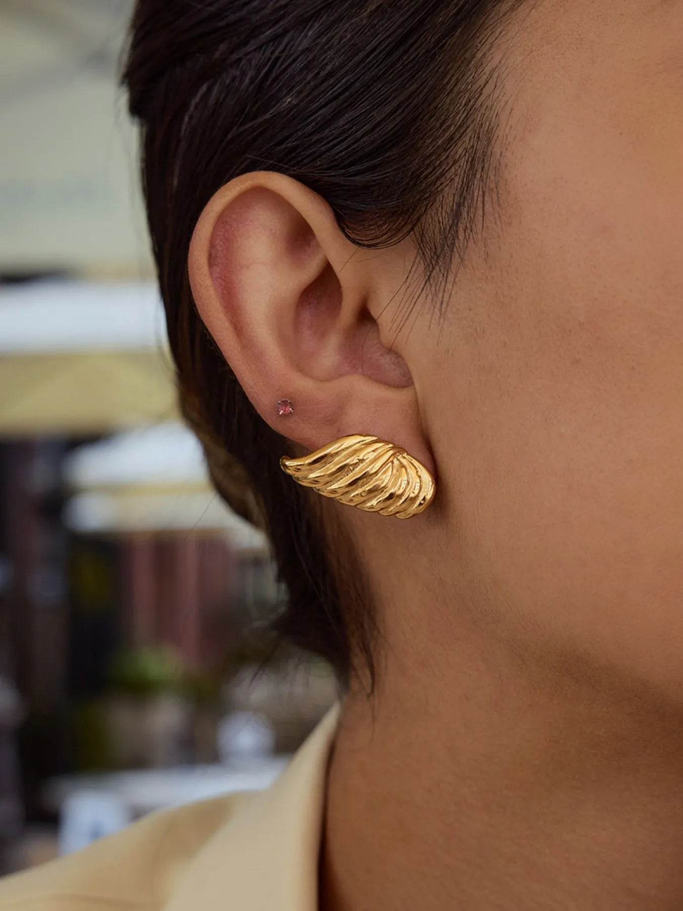 18K Gold-Plated Angel Wing Stud Earrings - ELY VESSA LLC