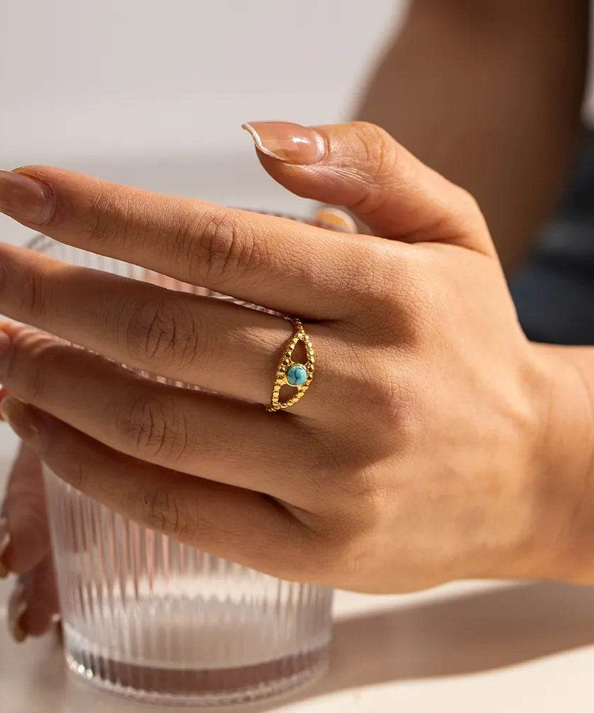 Turquoise Eye Design Ring - ELY VESSA LLC