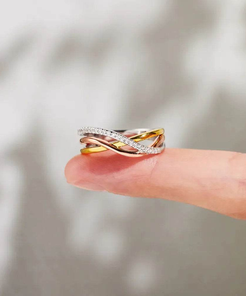 Crisscross Gold-Plated 925 Sterling Silver Ring - ELY VESSA LLC