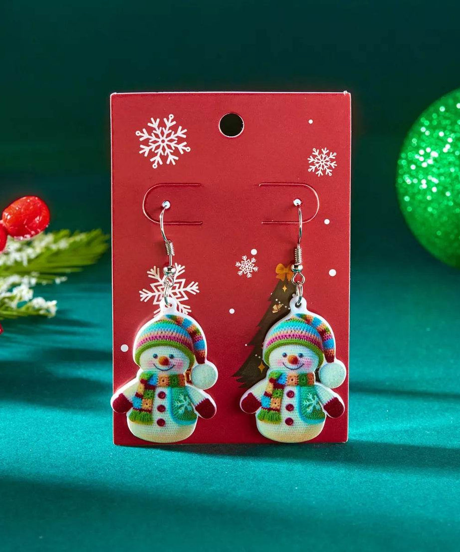 Christmas Snowman Dangle Earrings - ELY VESSA LLC