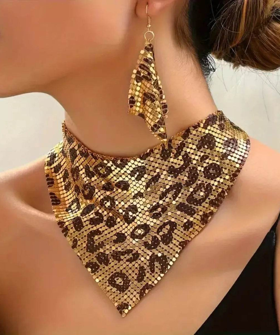 Leopard Necklace and Earrings Jewelry Set - ELY VESSA LLC