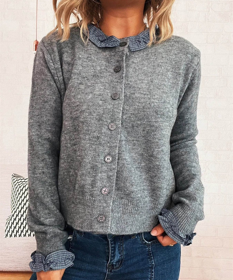 Button Up Long Sleeve Cardigan - ELY VESSA LLC