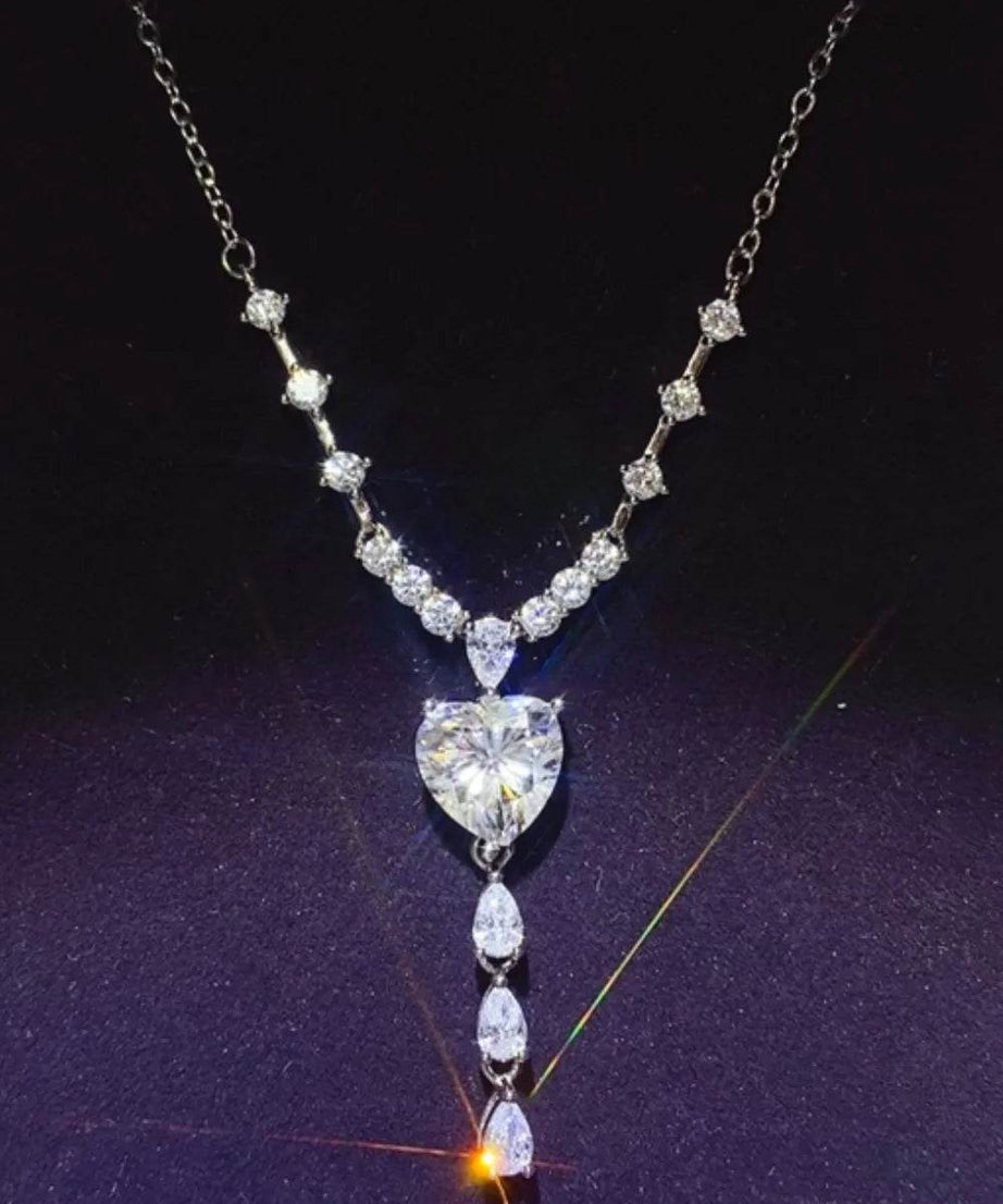 3 Carat Moissanite 925 Sterling Silver Drop Necklace - ELY VESSA LLC