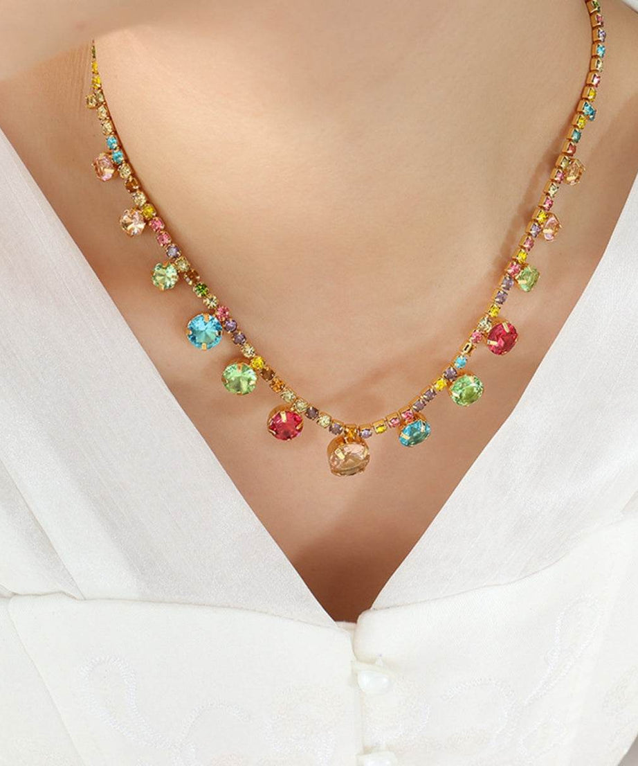 Crystal Copper Chain Necklace - ELY VESSA LLC