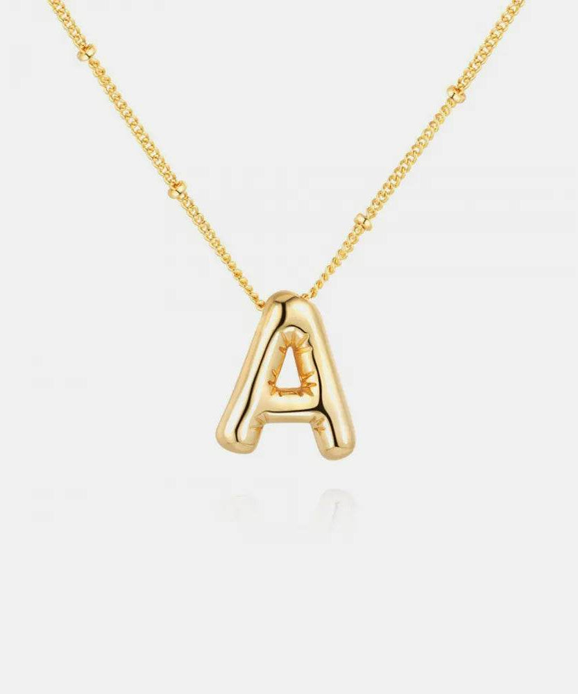 Gold-Plated Bubble Initial Necklace - ELY VESSA LLC