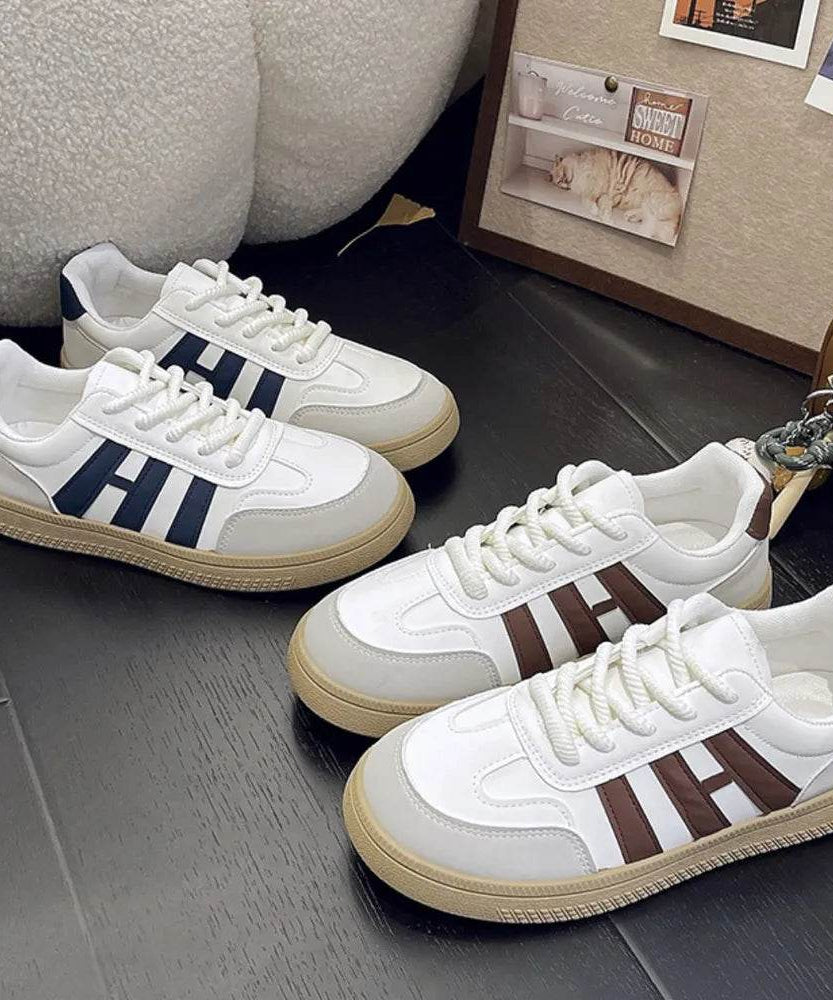 Contrast Round Toe Platform Sneakers - ELY VESSA LLC