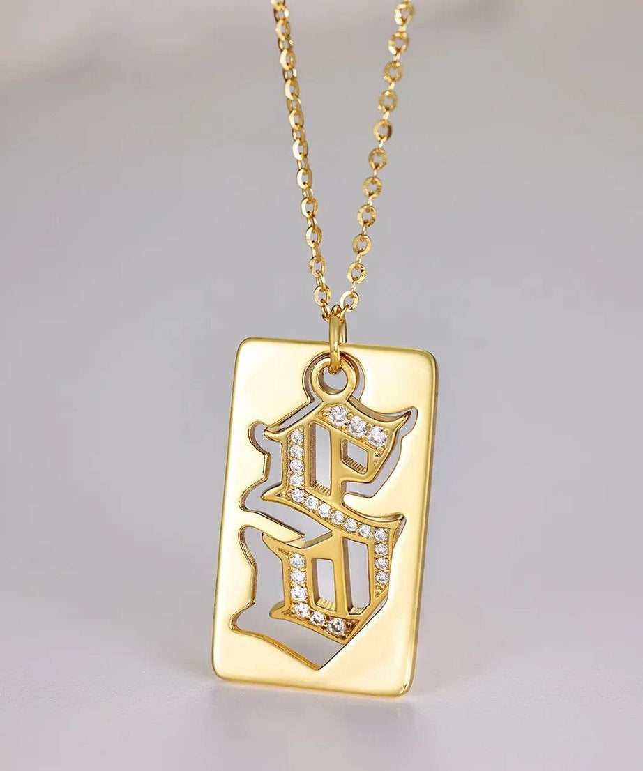 925 Sterling Silver Letter S Pendant Necklace - ELY VESSA LLC