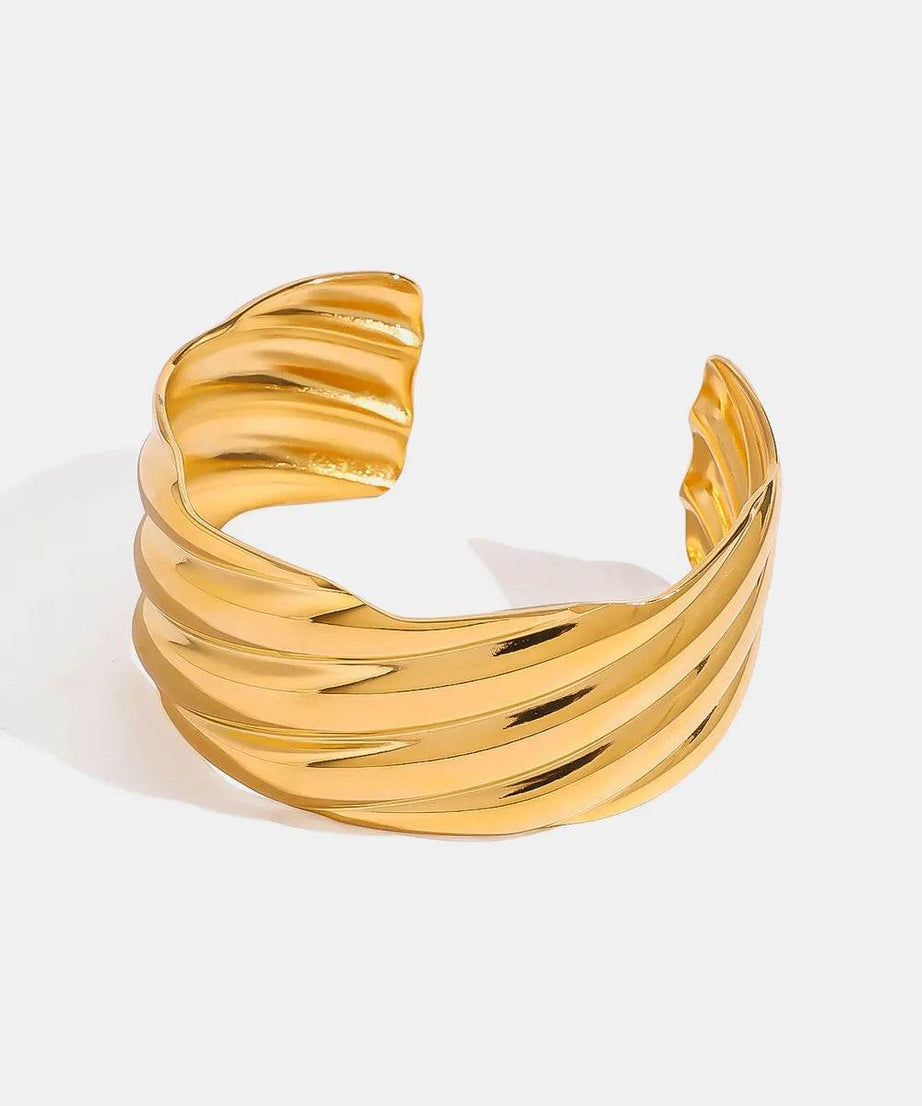18K Gold-Plated Stainless Steel Open Ring - ELY VESSA LLC