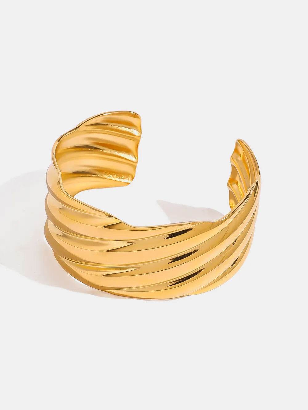 18K Gold-Plated Stainless Steel Open Ring - ELY VESSA LLC