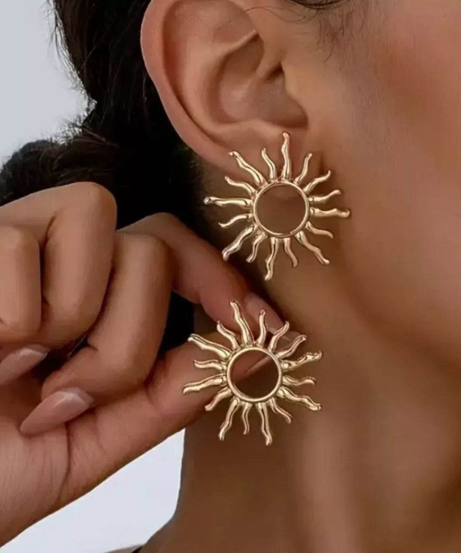 18K Gold-Plated Sun Earrings - ELY VESSA LLC