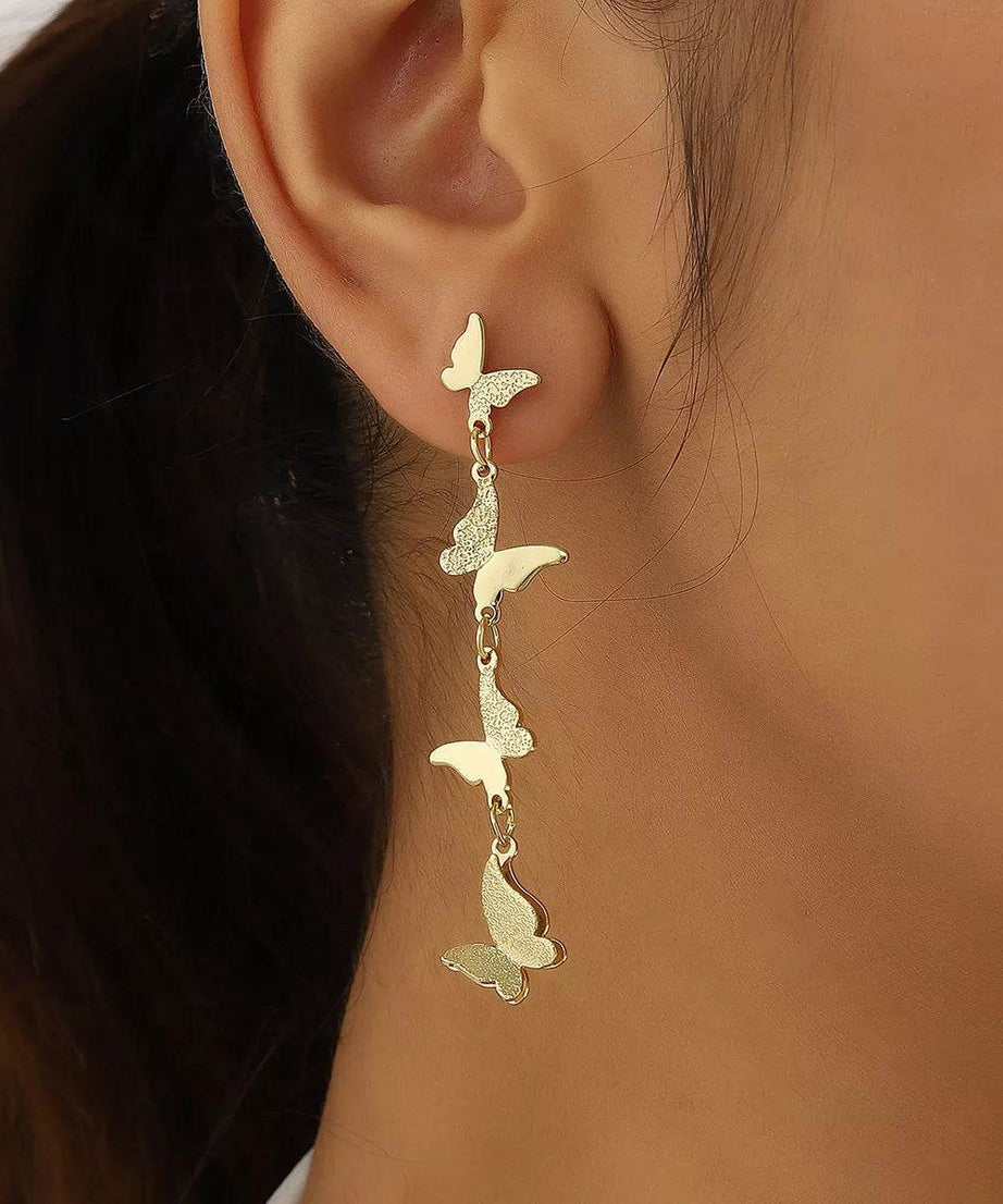 18K Gold-Plated Alloy Butterfly Earrings - ELY VESSA LLC