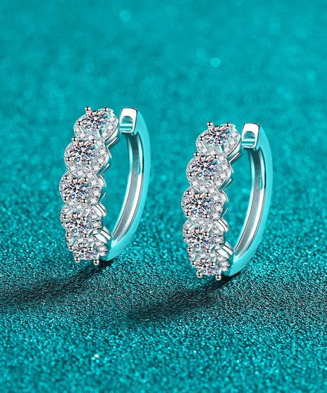 1 Carat Moissanite Zircon 925 Sterling Silver Huggie Earrings - ELY VESSA LLC