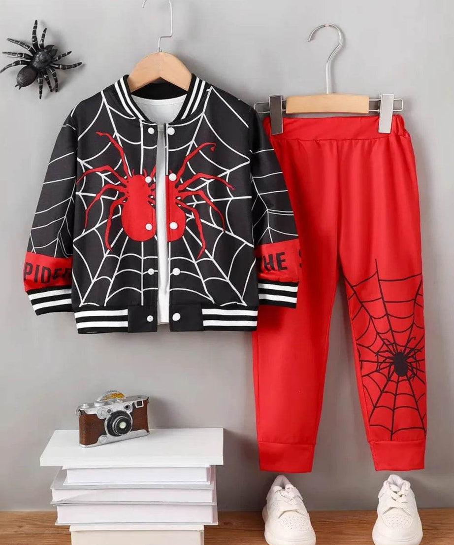 Spider Baseball Collar Top and Pants Set - ELY VESSA LLC