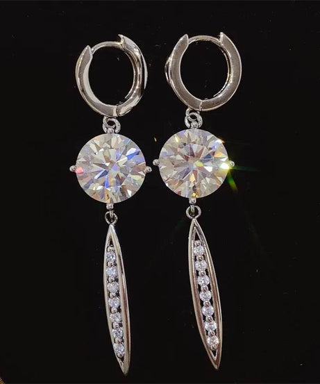 10 Carat Moissanite 925 Sterling Silver Earrings - ELY VESSA LLC