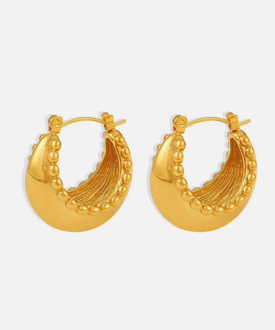 18K Gold-Plated Stainless Steel Huggie Earrings - ELY VESSA LLC