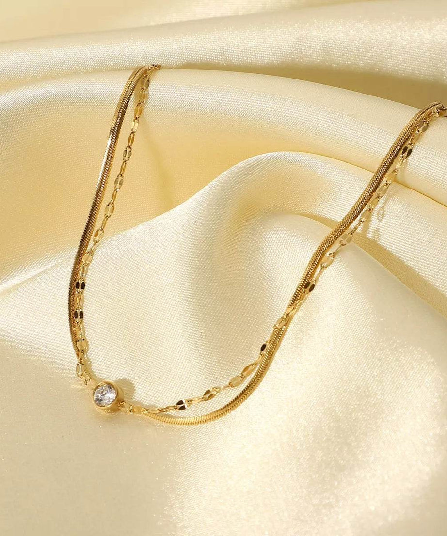 18K Gold-Plated Zircon Double Layered Bracelet - ELY VESSA LLC