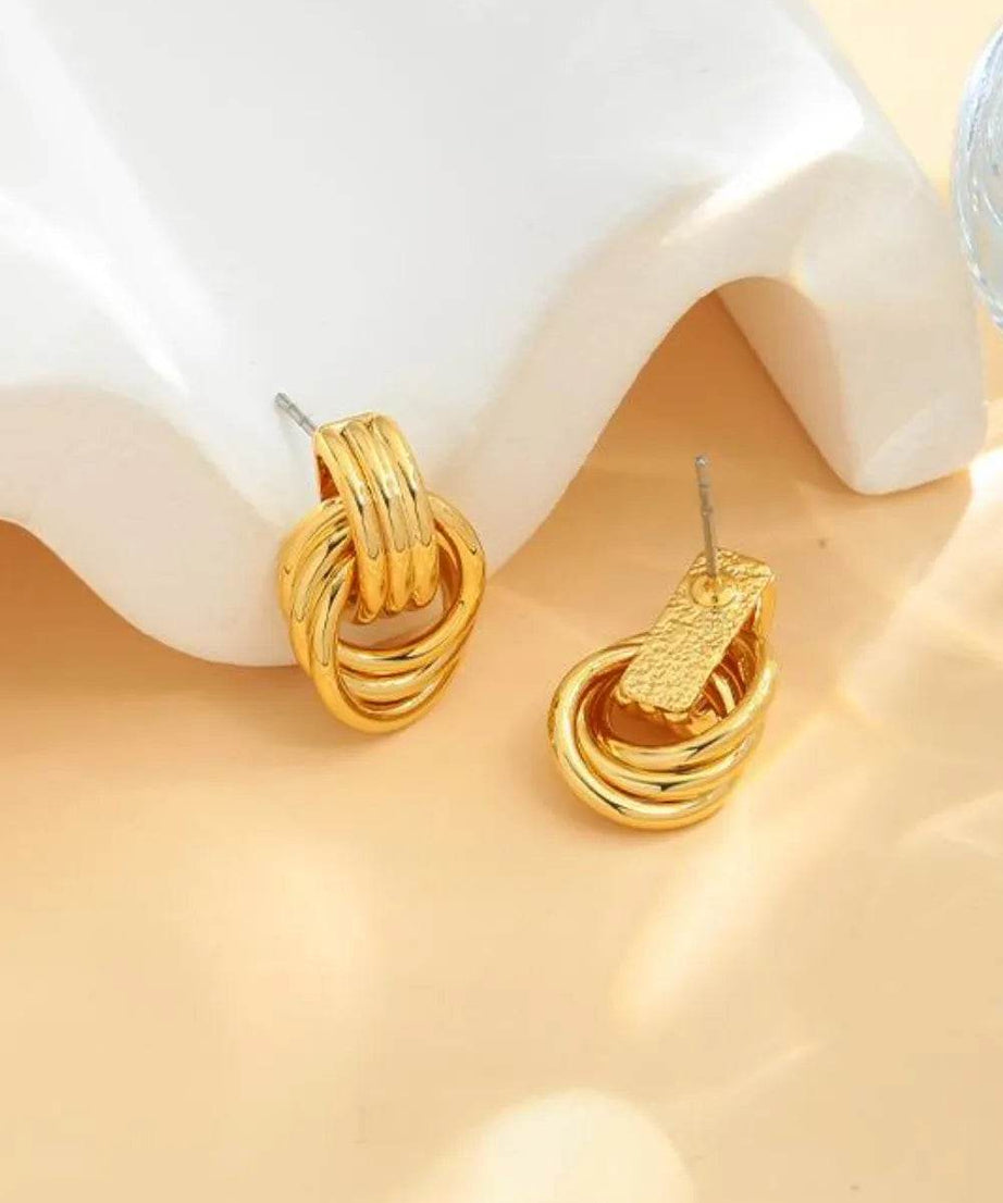 Gold-Plated Knotted Stud Earrings - ELY VESSA LLC