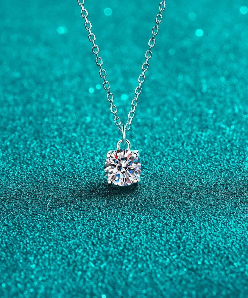 1 Carat Moissanite 925 Sterling Silver Necklace - ELY VESSA LLC