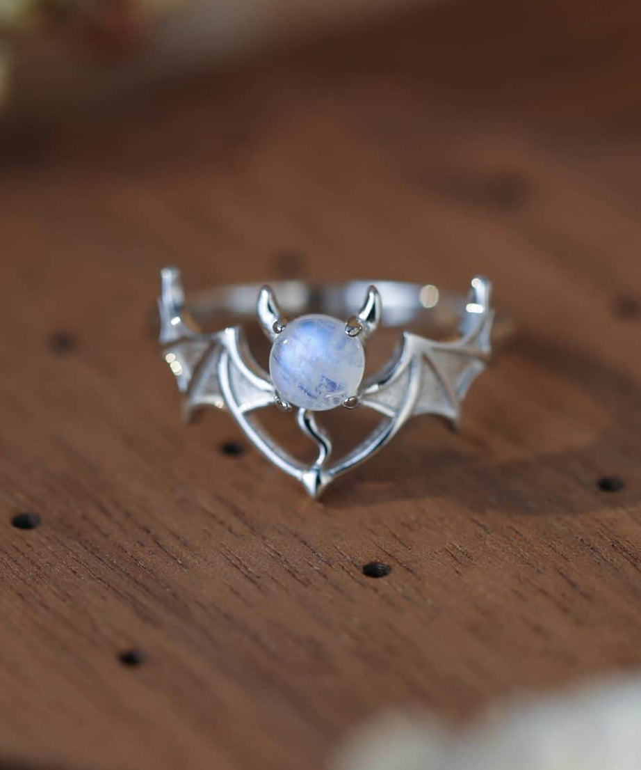 Moonstone Bat 925 Sterling Silver Ring - ELY VESSA LLC
