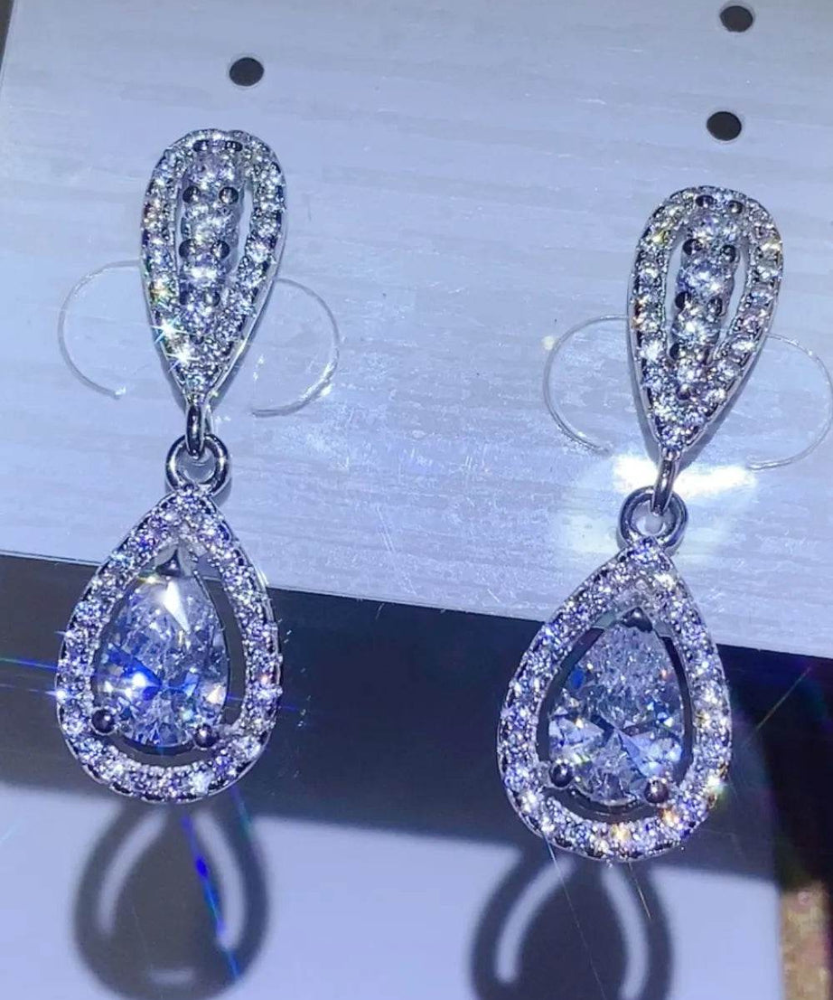 2 Carat Moissanite 925 Sterling Silver Teardrop Earrings - ELY VESSA LLC