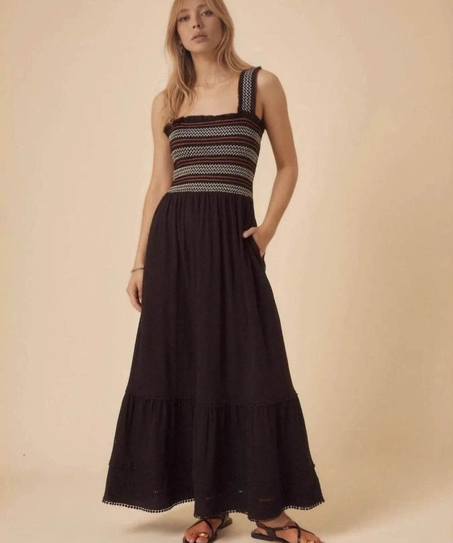 Tiered Square Neck Maxi Dress - ELY VESSA LLC