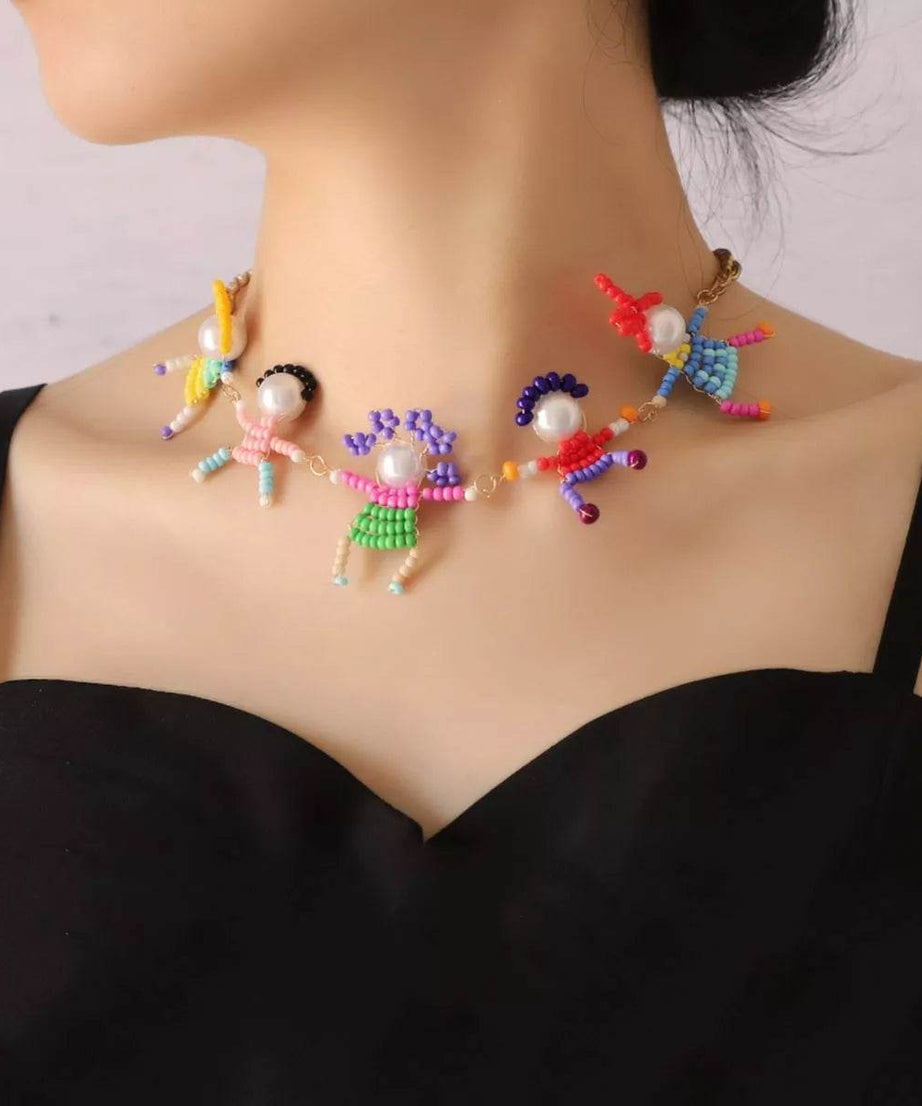 18K Gold-Plated Bead Charm Necklace - ELY VESSA LLC