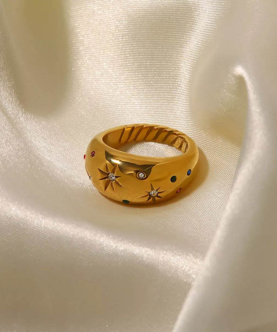 18K Gold-Plated Zircon Ring - ELY VESSA LLC