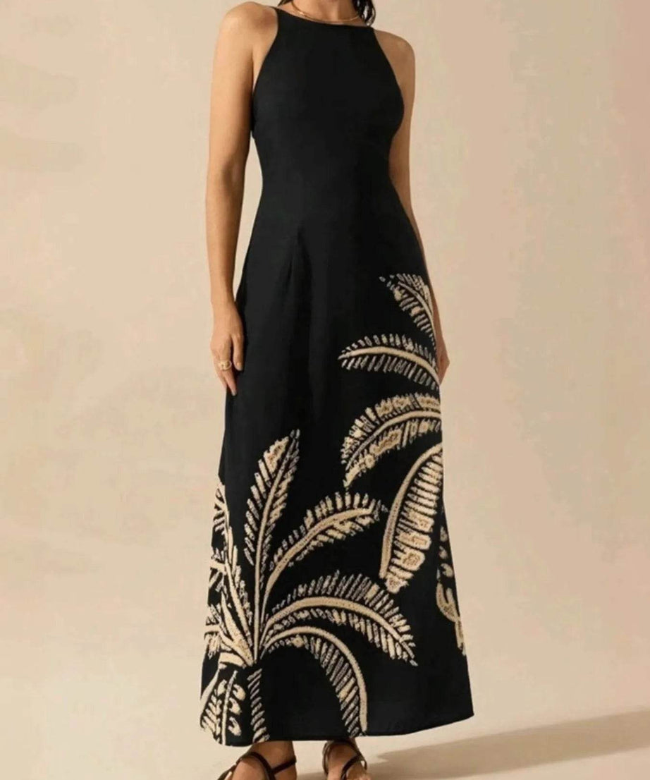 Printed Sleeveless Maxi Dress - ELY VESSA LLC