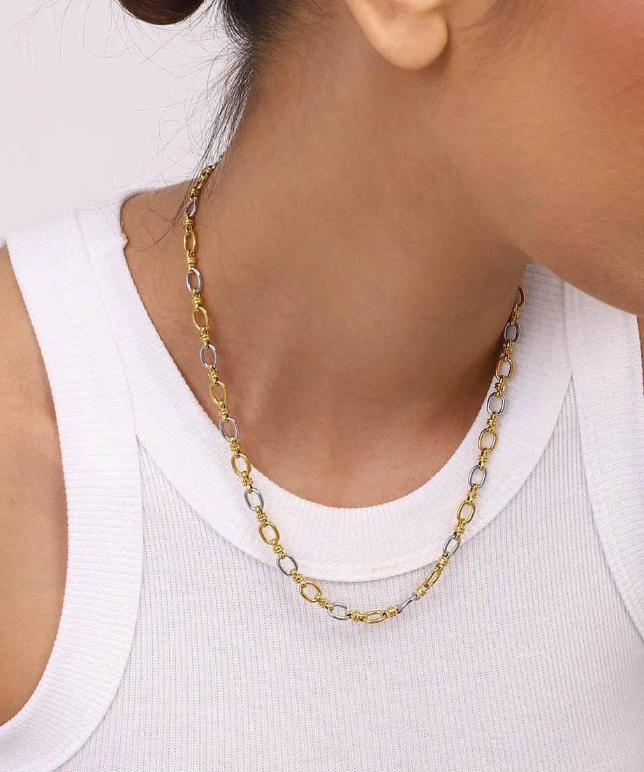 Two-Tone Chain Link Jewelry Set - ELY VESSA LLC