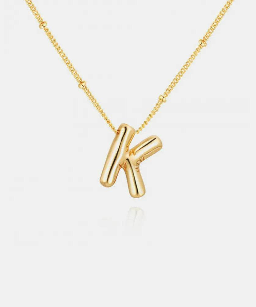 Gold-Plated Bubble Initial Necklace - ELY VESSA LLC