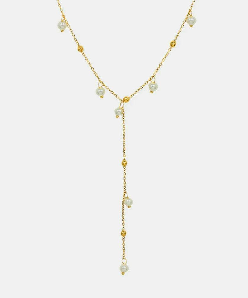 18K Gold-Plated Pearl Drop Necklace - ELY VESSA LLC