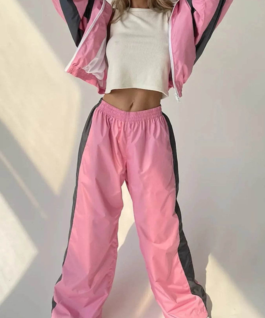Zip Up Long Sleeve Top and Pants Set - ELY VESSA LLC