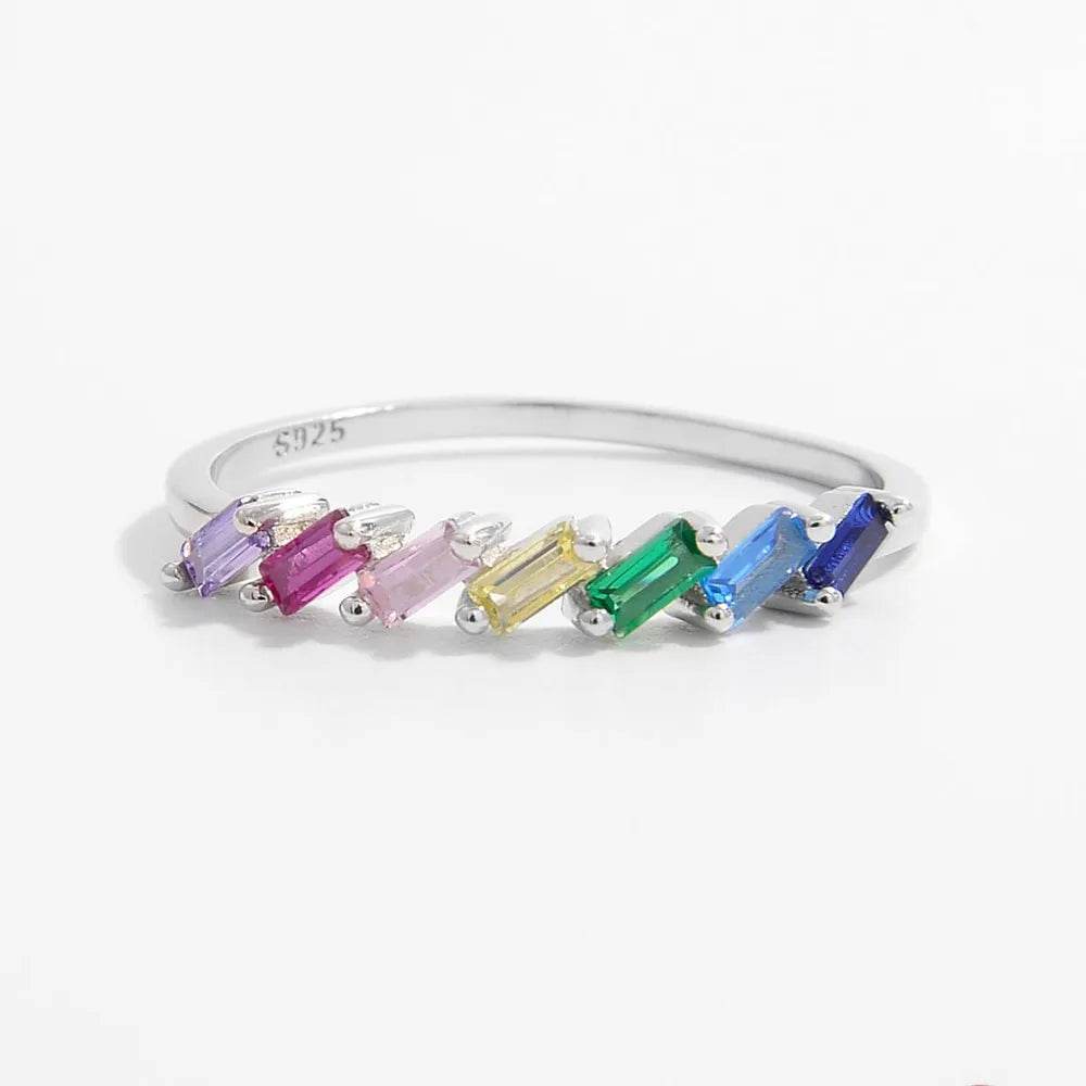 925 Sterling Silver Contrast Zircon Ring - ELY VESSA LLC