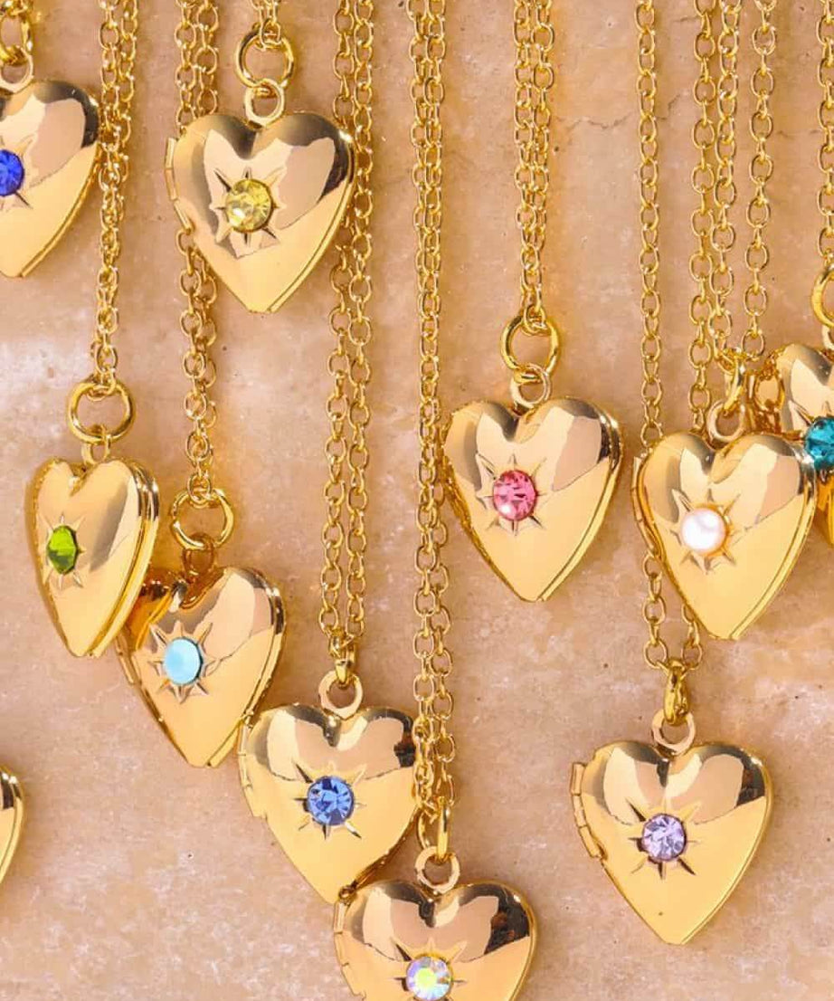 Zircon Heart Shape 14K Gold-Plated Pendant Necklace - ELY VESSA LLC