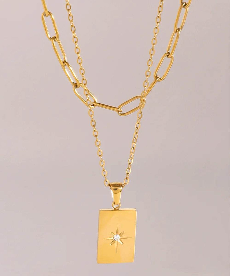 18K Gold-Plated Stainless Steel Double-Layered Necklace - ELY VESSA LLC