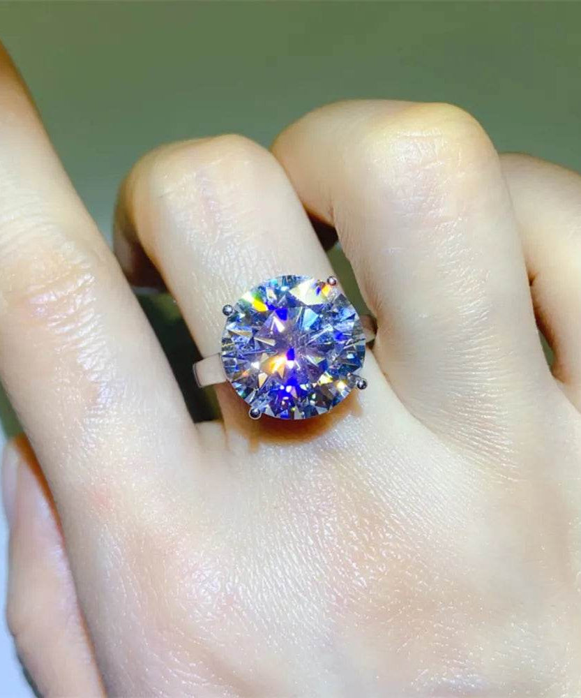 10 Carat Moissanite 925 Sterling Silver Ring - ELY VESSA LLC