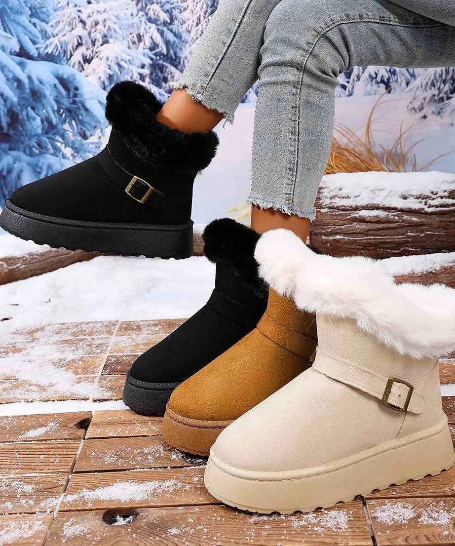 Round Toe Platform Boots - ELY VESSA LLC