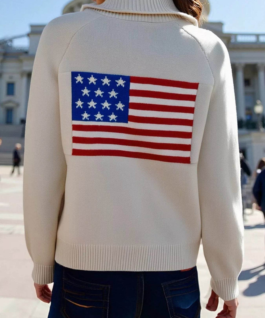 US Flag Button Up Cardigan - ELY VESSA LLC